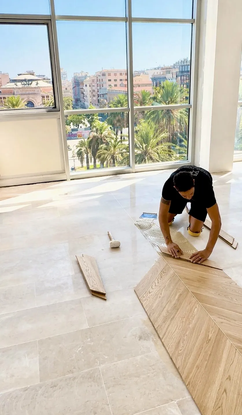Posa del parquet in corso